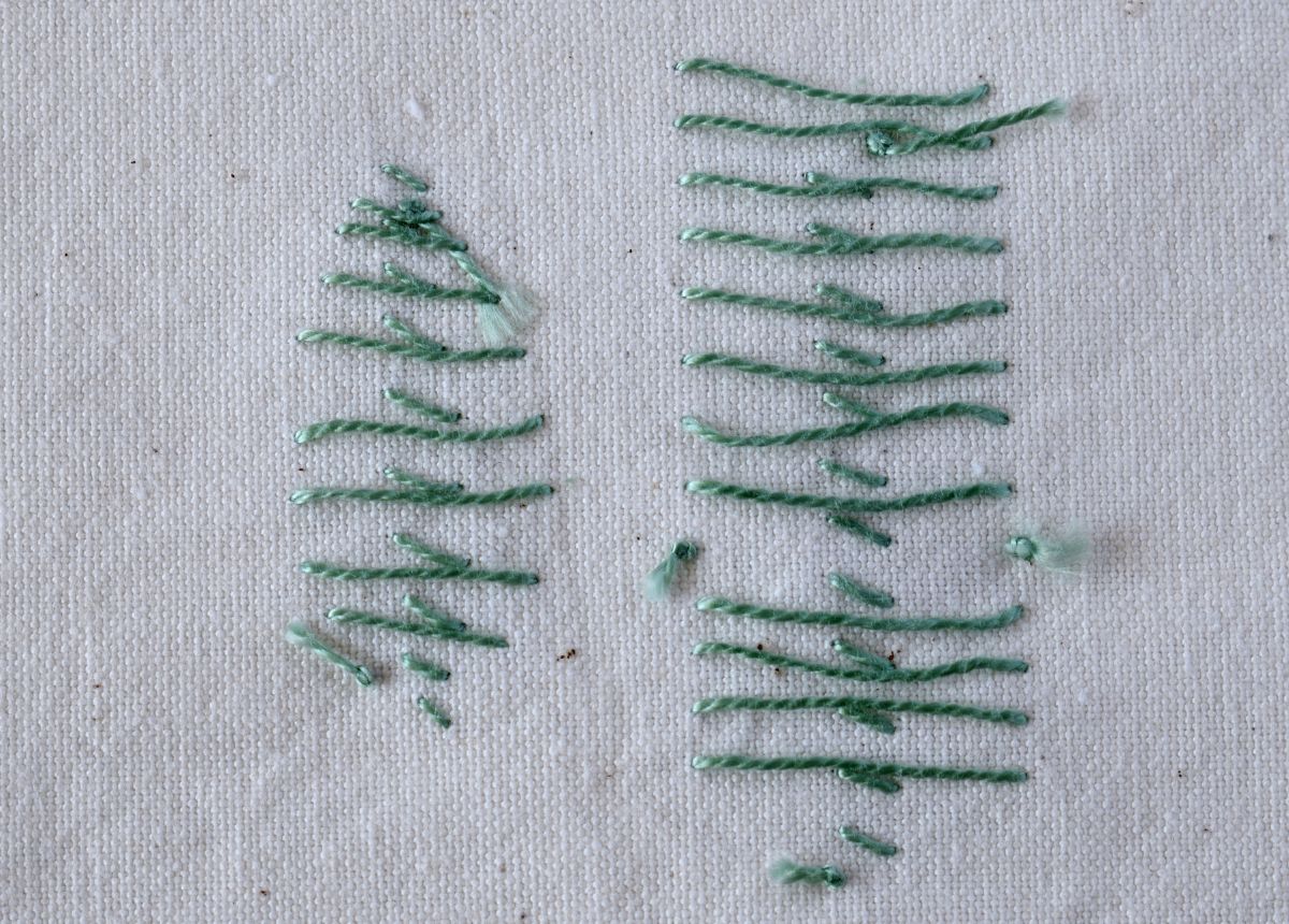 Open Fishbone Stitch sampler back side image