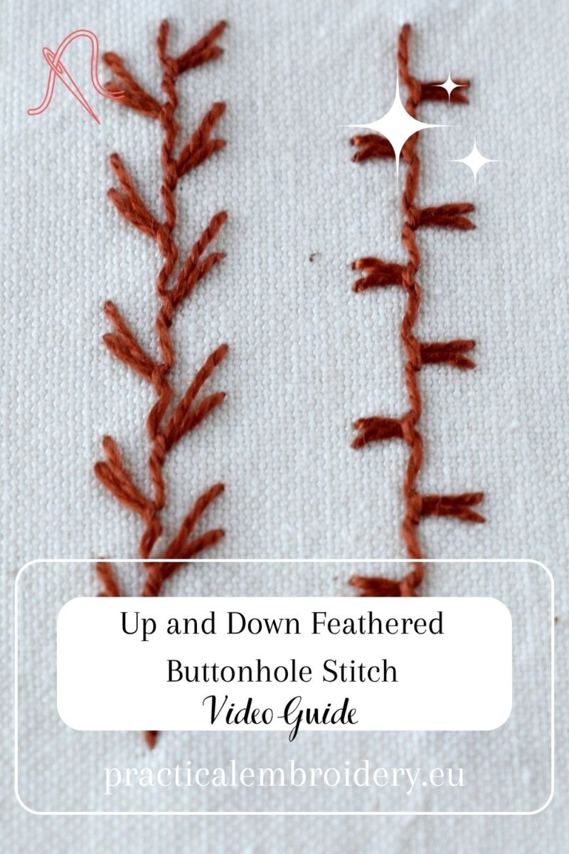 Watch This Feathered Buttonhole Stitch Tutorial PIN image