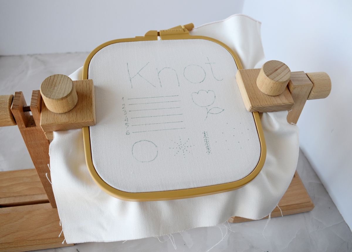 French Knot Embroidery Sampler hoop stand image