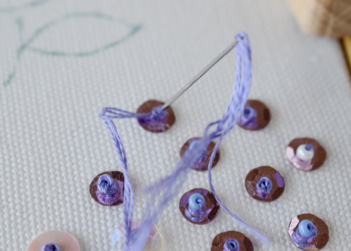 French Knots for securing the sequins 2 image