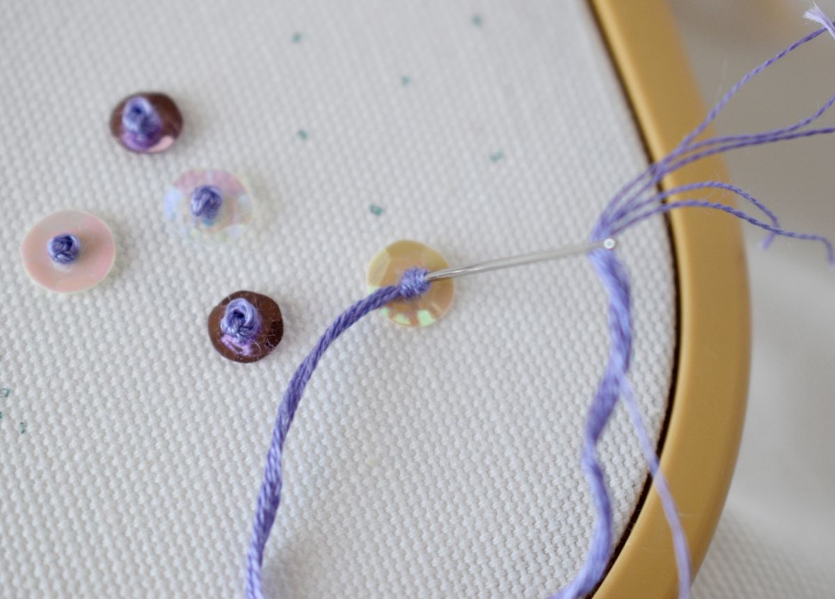 French Knots for securing the sequins 3 image