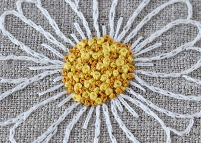 French knots of various sizes for botanical look