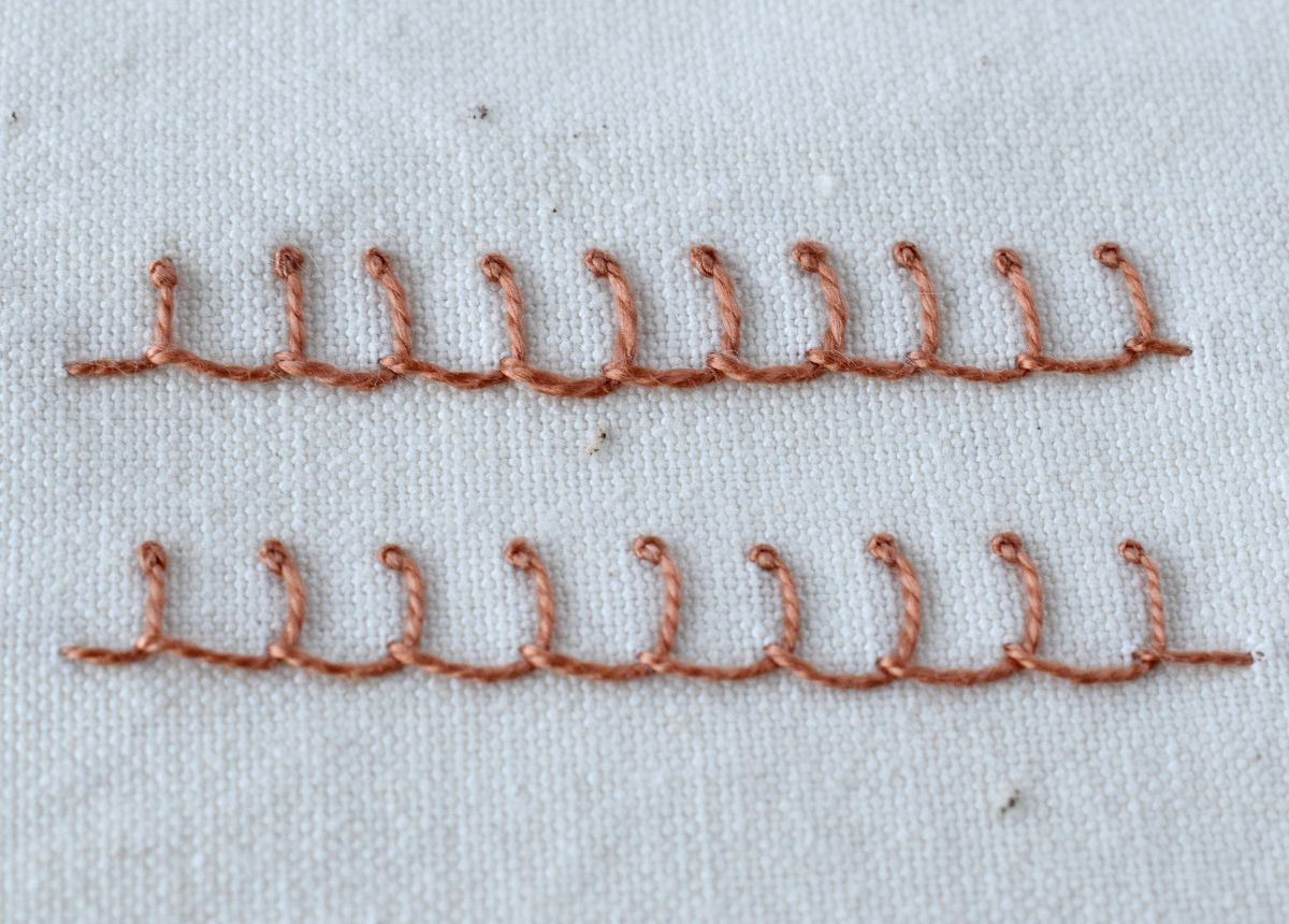 Knotted Blanket Stitch embroidery sampler image