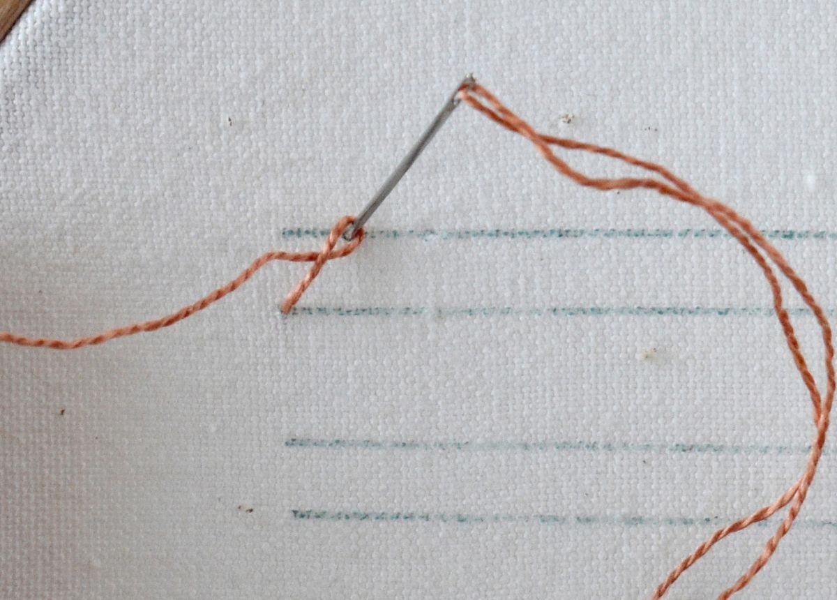 Knotted Blanket Stitch hand embroidery tutorial step 2 image