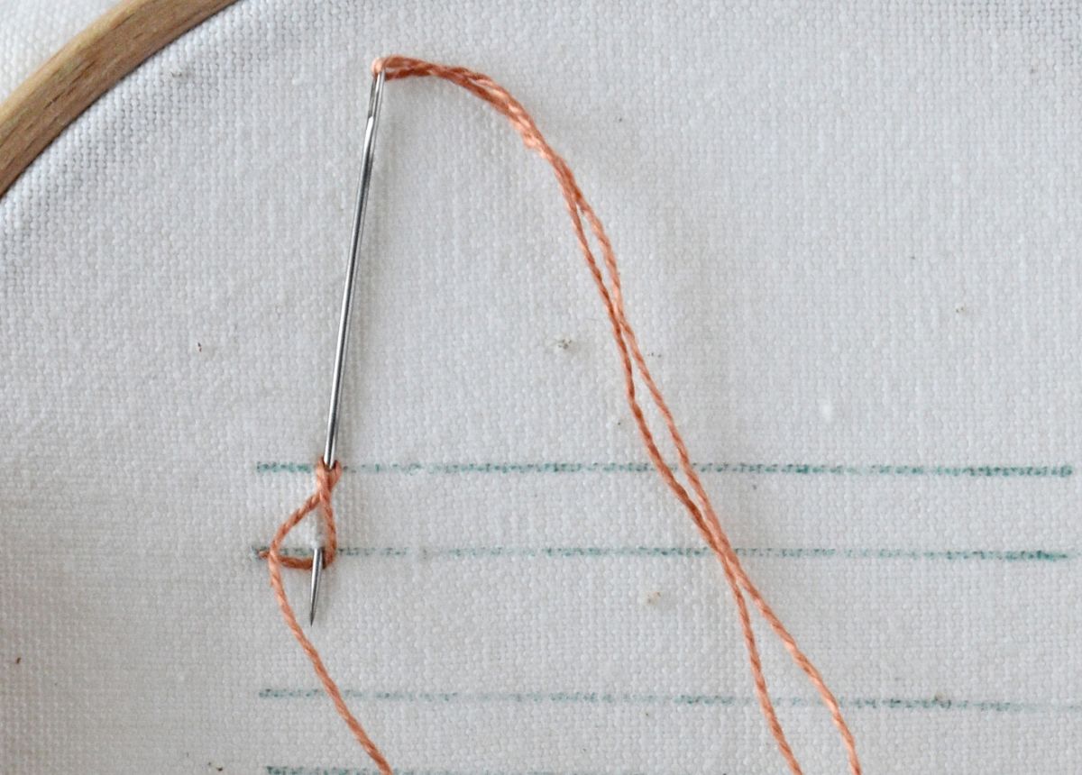 Knotted Blanket Stitch hand embroidery tutorial step 3 image