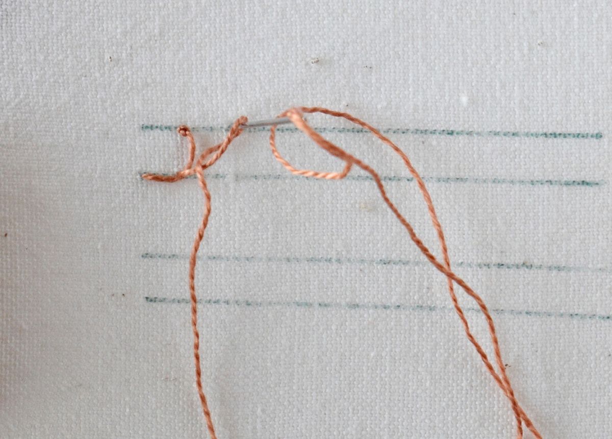 Knotted Blanket Stitch hand embroidery tutorial step 4 image