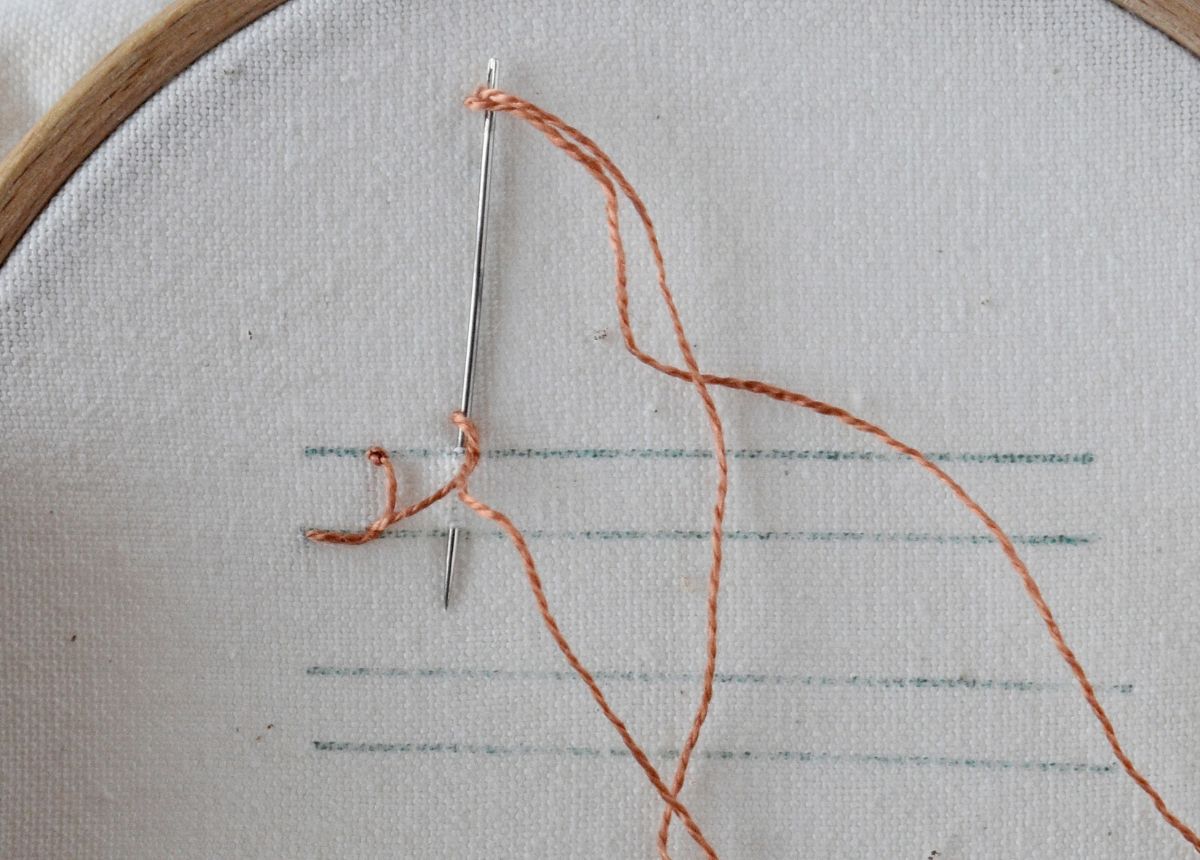 Knotted Blanket Stitch hand embroidery tutorial step 5 image