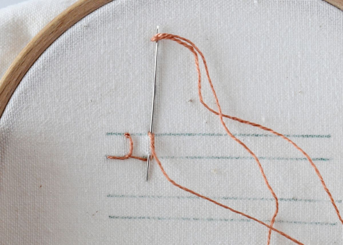 Knotted Blanket Stitch hand embroidery tutorial step 6 image