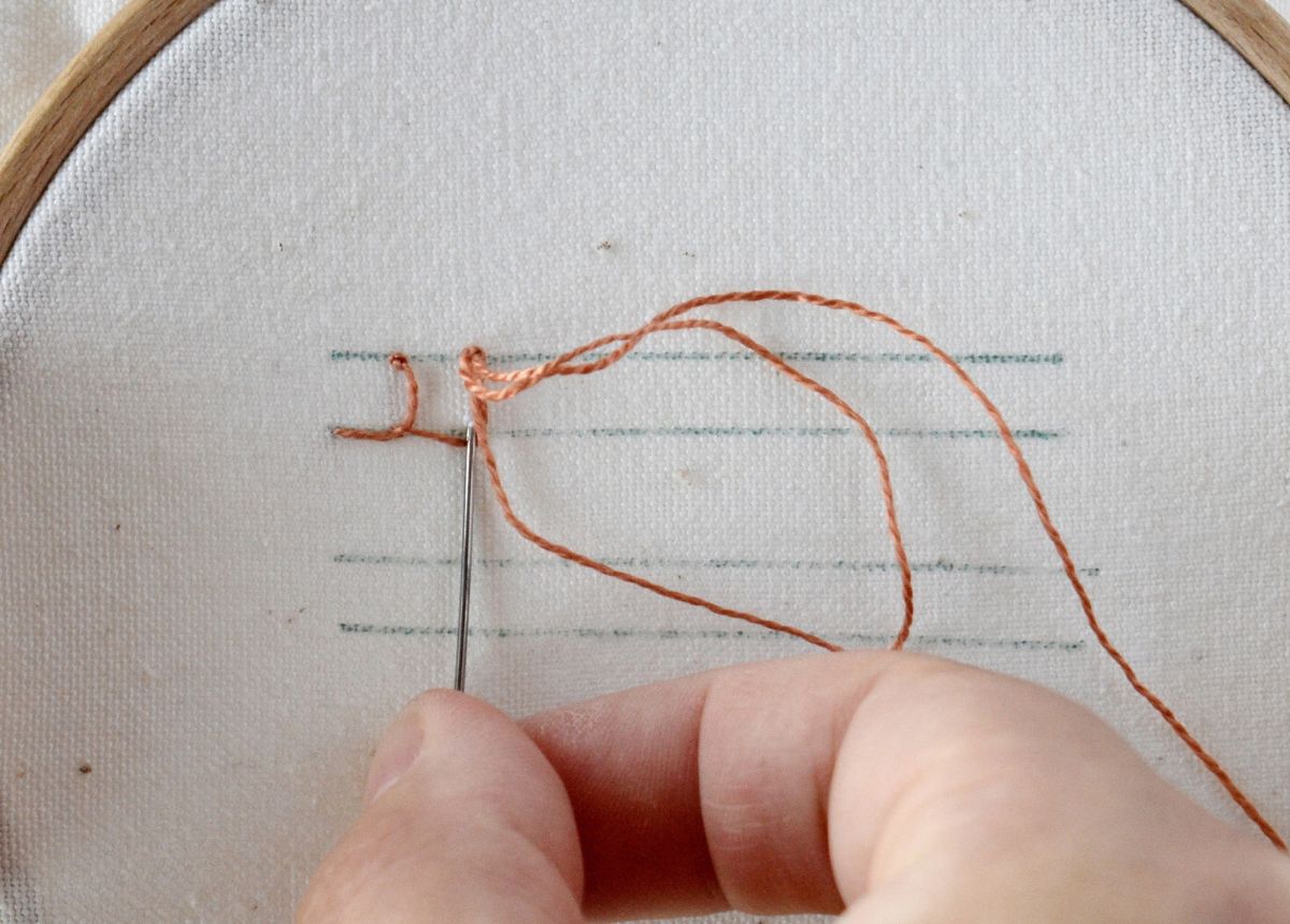 Knotted Blanket Stitch hand embroidery tutorial step 7 image