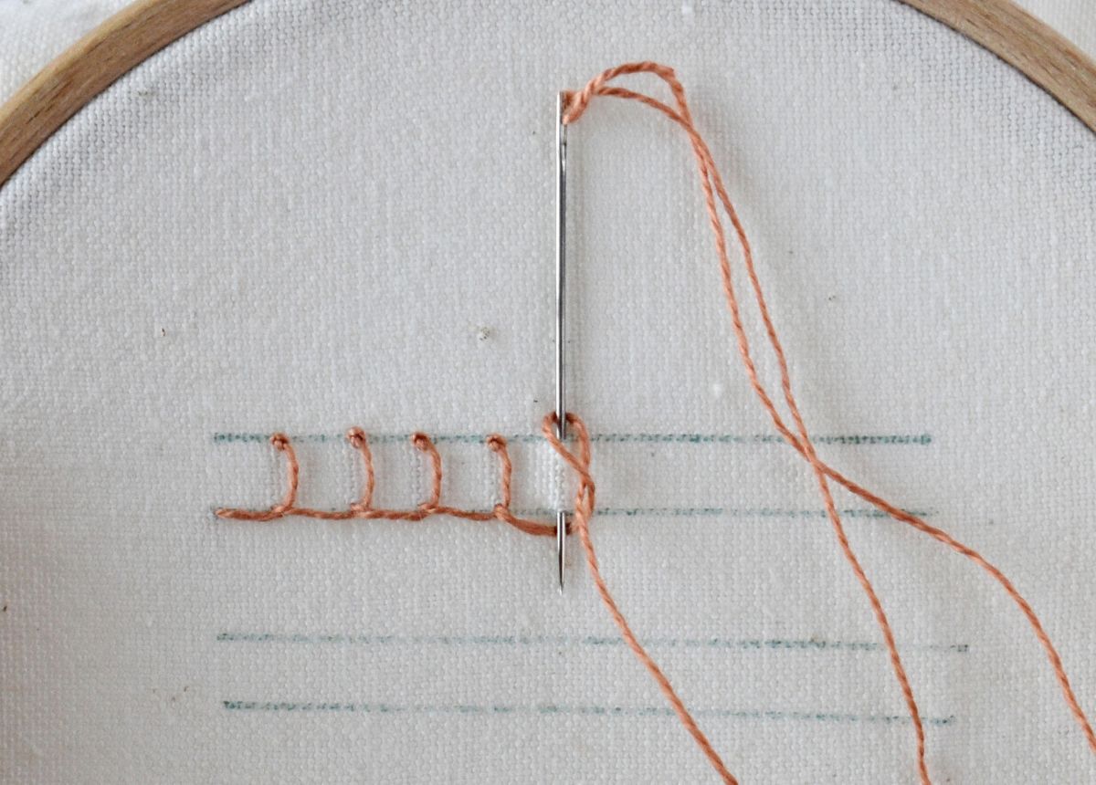 Knotted Blanket Stitch hand embroidery tutorial step 8 image