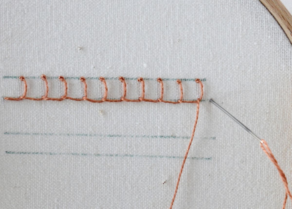 Knotted Blanket Stitch hand embroidery tutorial step 9 image