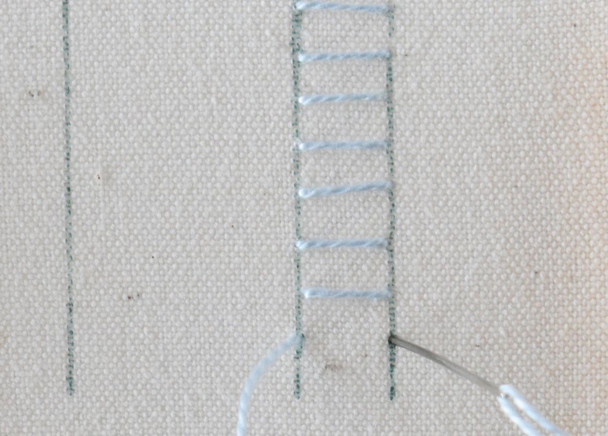 Raised Blanket Stitch Band hand embroidery tutorial step 2 image