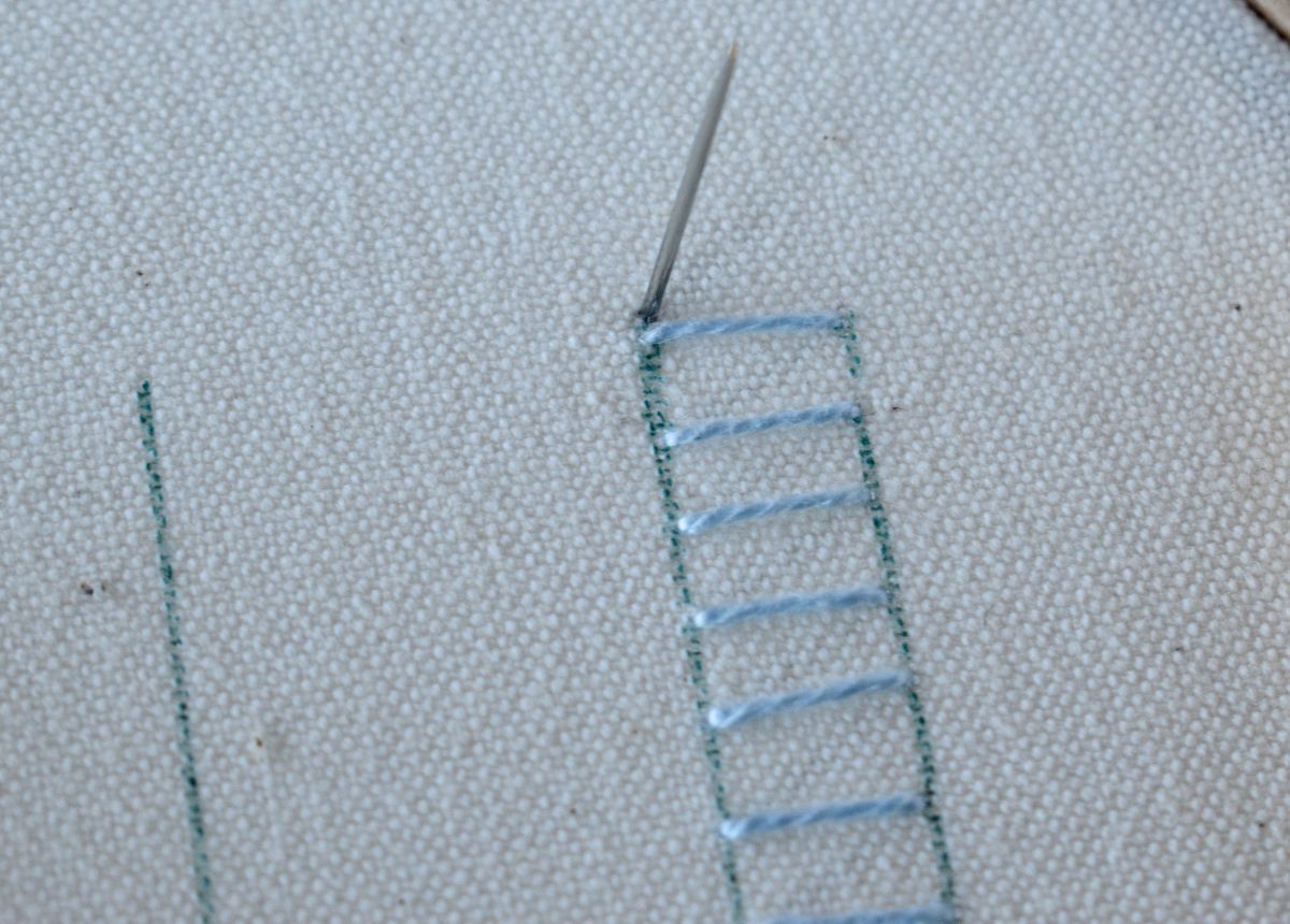 Raised Blanket Stitch Band hand embroidery tutorial step 3 image