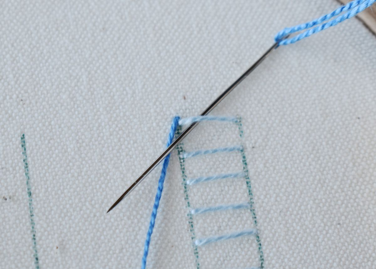 Raised Blanket Stitch Band hand embroidery tutorial step 4 image