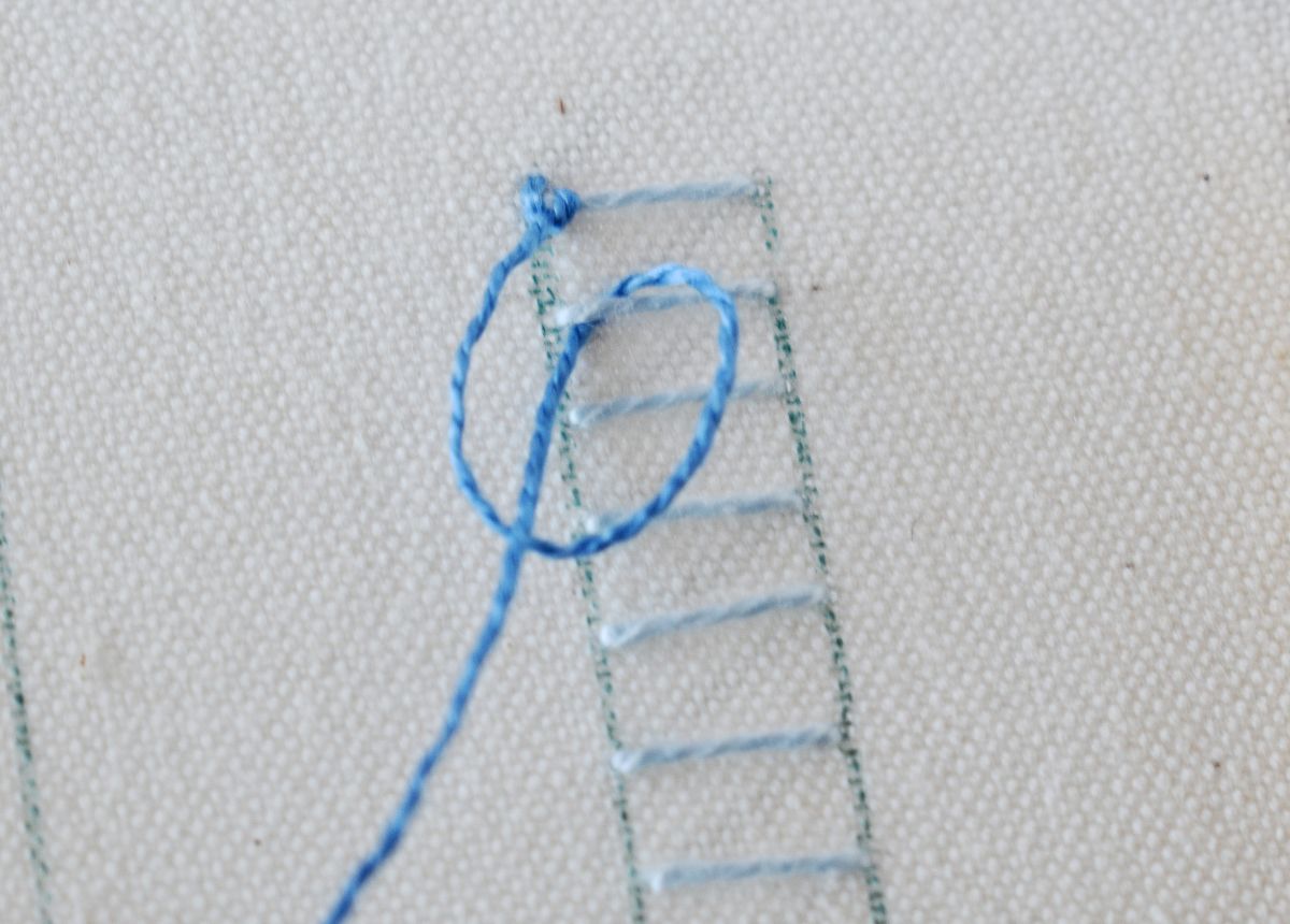 Raised Blanket Stitch Band hand embroidery tutorial step 5 image