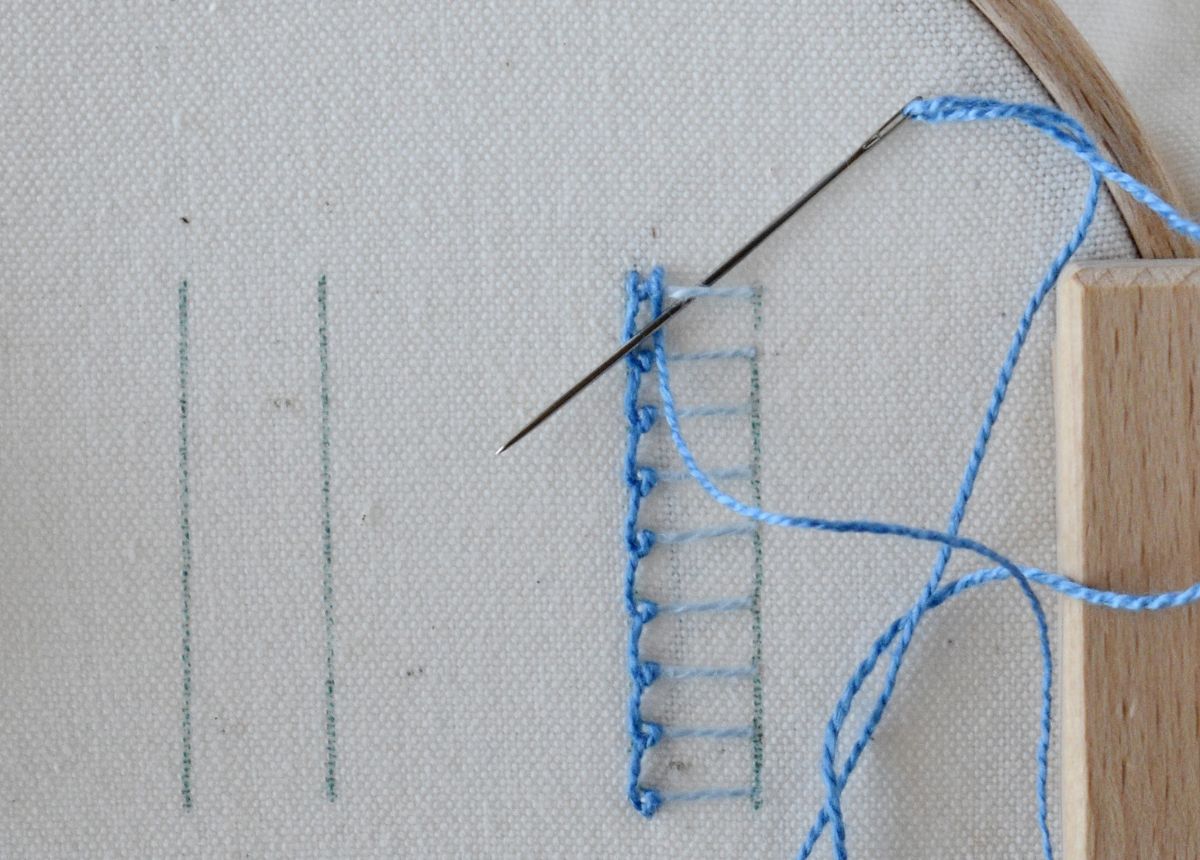 Raised Blanket Stitch Band hand embroidery tutorial step 8 image