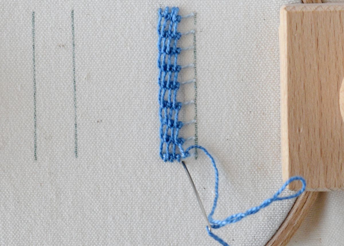 Raised Blanket Stitch Band hand embroidery tutorial step 9 image