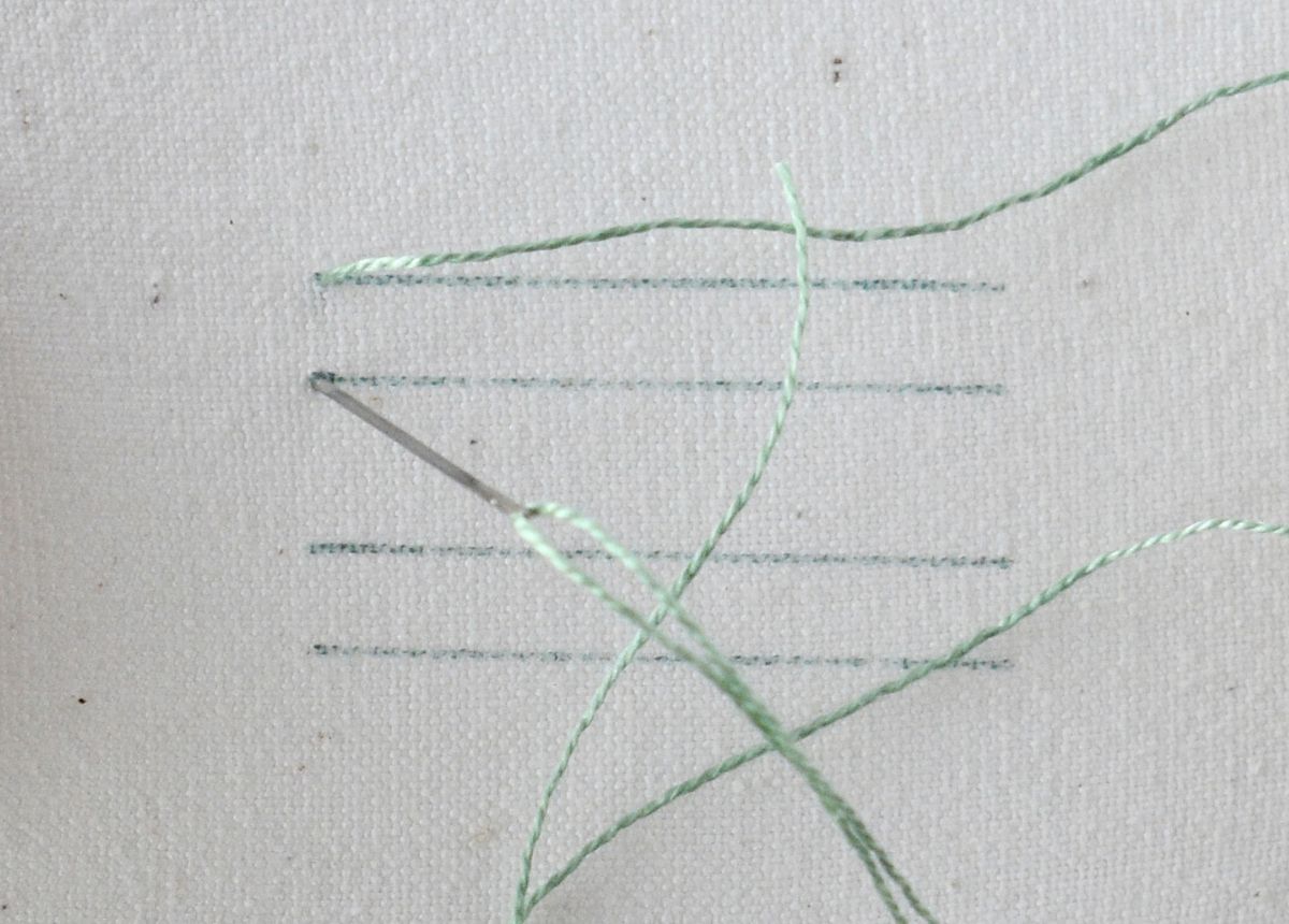 Raised Stem Stitch Band hand embroidery tutorial step 1 image