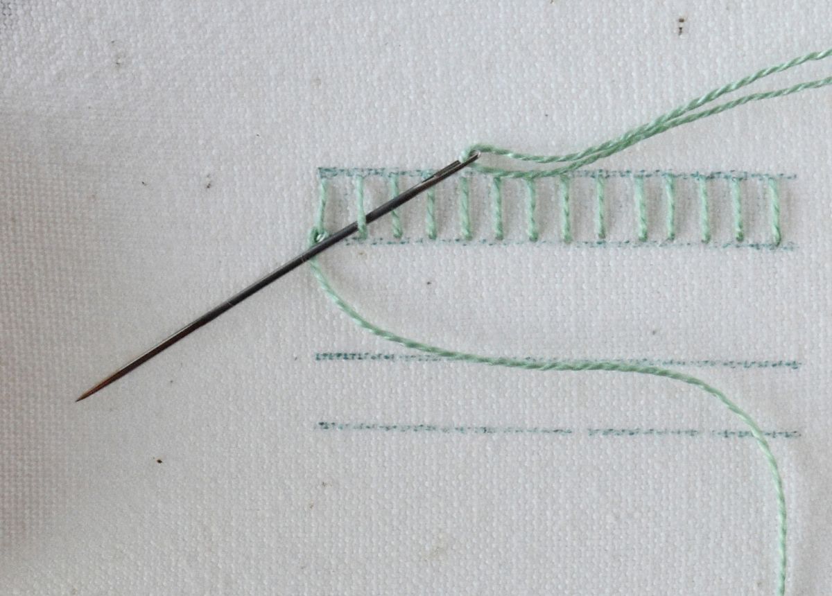 Raised Stem Stitch Band hand embroidery tutorial step 5 image