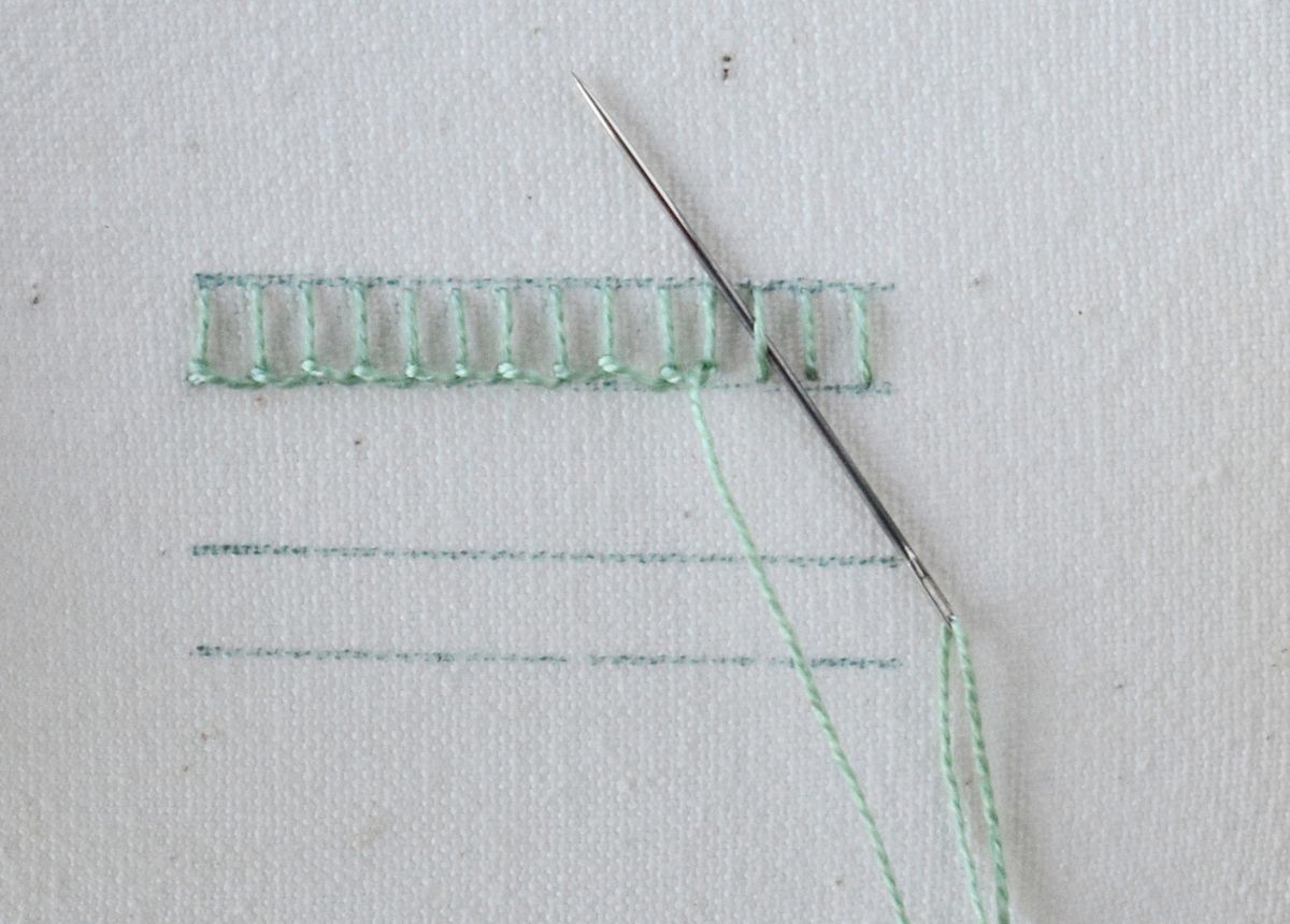 Raised Stem Stitch Band hand embroidery tutorial step 6 image