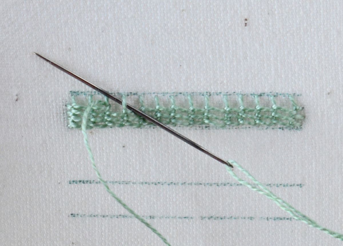 Raised Stem Stitch Band hand embroidery tutorial step 9 image