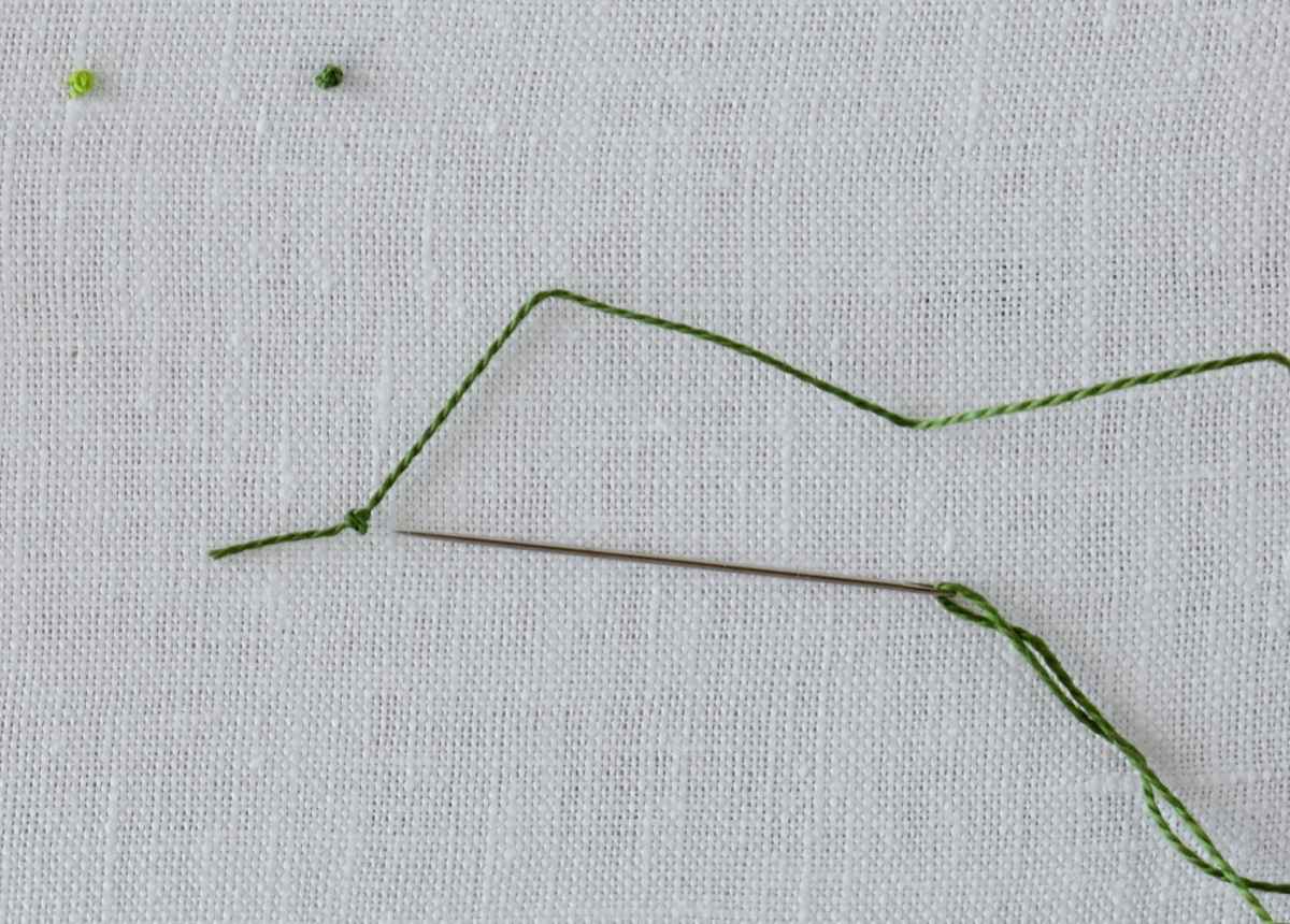 Starting French Knots with a waste knot tutorial step 1 image