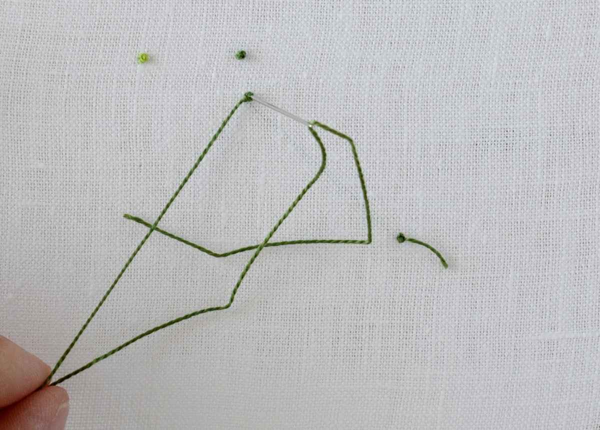 Starting French Knots with a waste knot tutorial step 3 image