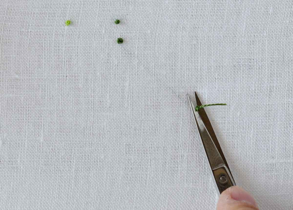 Starting French Knots with a waste knot tutorial step 4 image