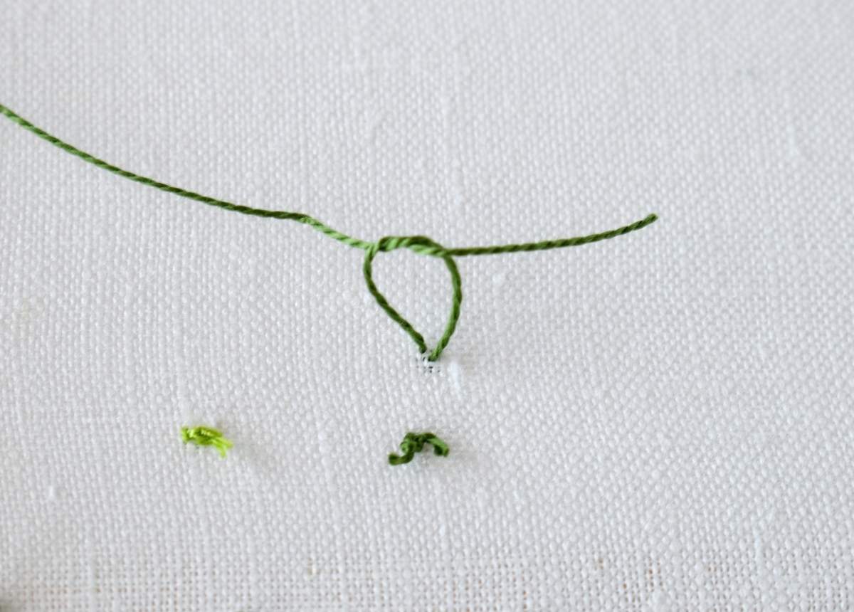 Starting French Knots with a waste knot tutorial step 5 image