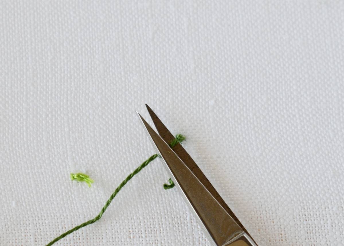 Starting French Knots with a waste knot tutorial step 7 image