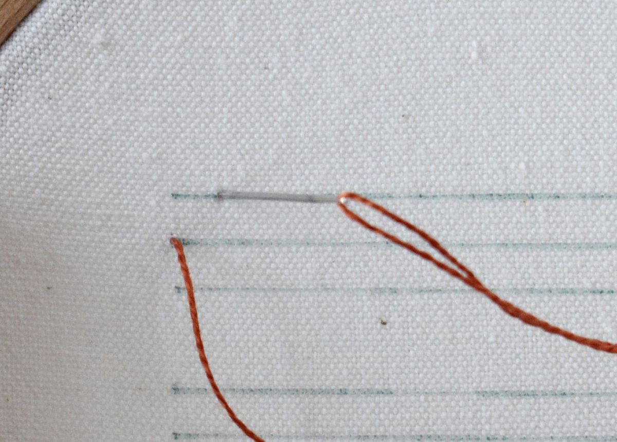 Up and Down Feathered Buttonhole Stitch hand embroidery tutorial step 1 image