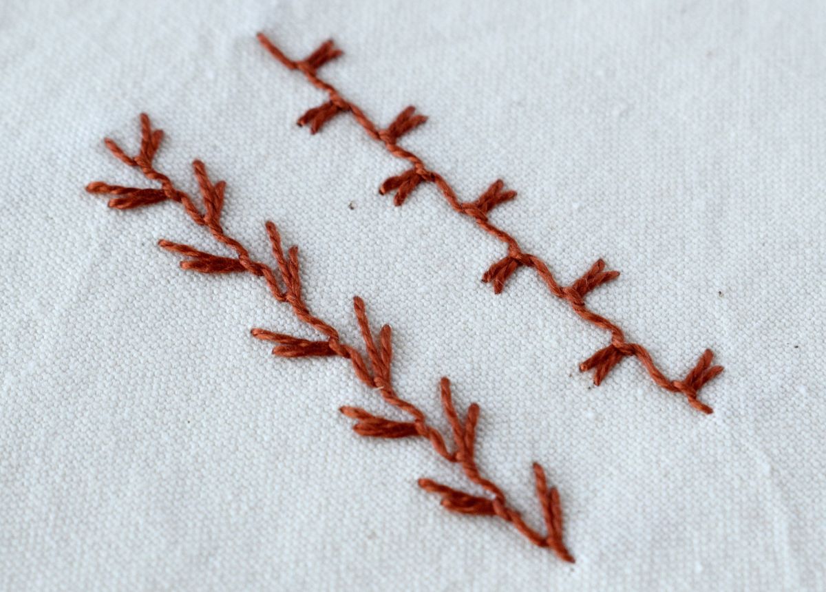 Up and Down Feathered Buttonhole Stitch hand embroidery tutorial step 10 image