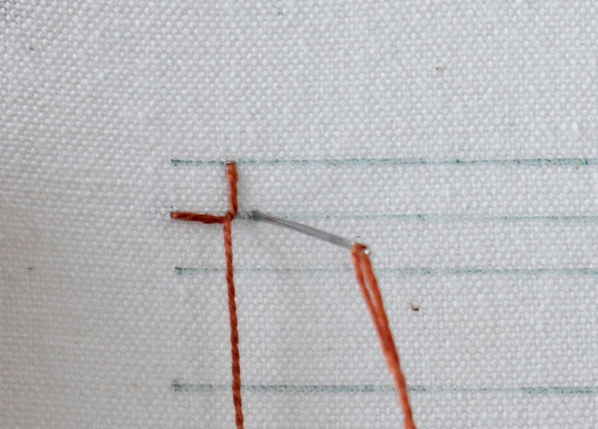 Up and Down Feathered Buttonhole Stitch hand embroidery tutorial step 3 image