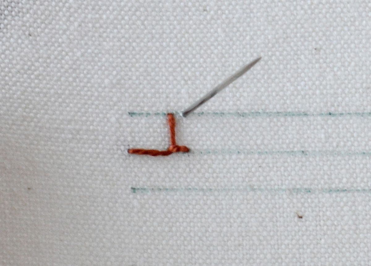 Up and Down Feathered Buttonhole Stitch hand embroidery tutorial step 4 image