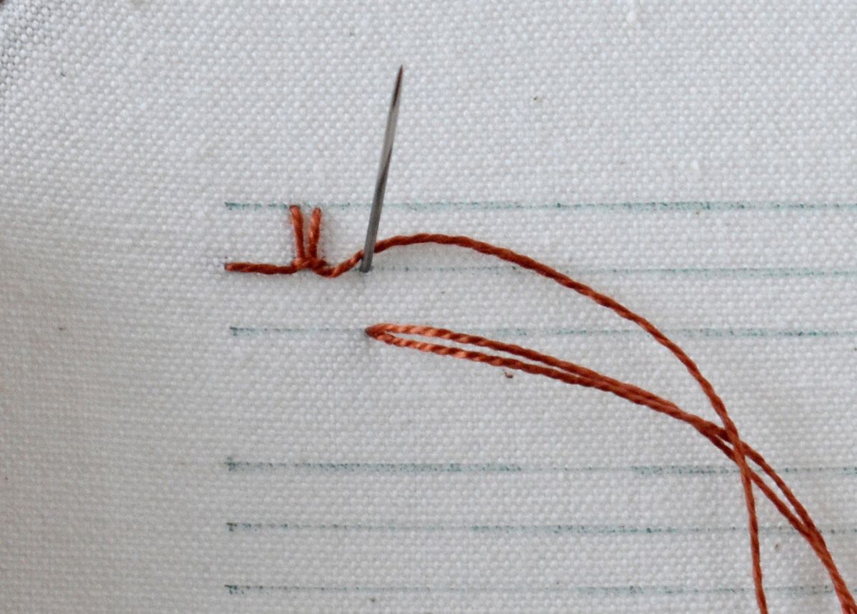 Up and Down Feathered Buttonhole Stitch hand embroidery tutorial step 6 image