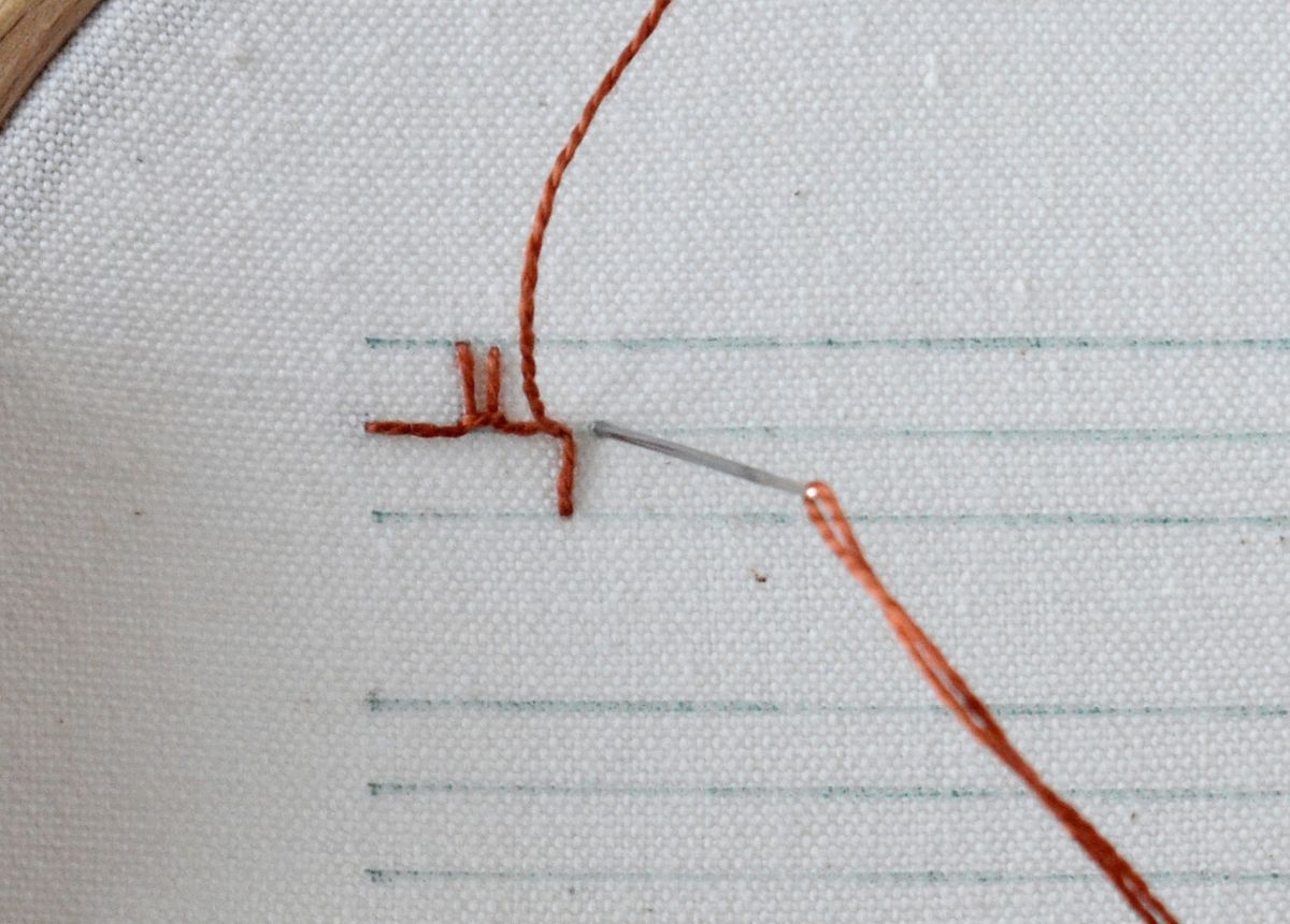 Up and Down Feathered Buttonhole Stitch hand embroidery tutorial step 7 image
