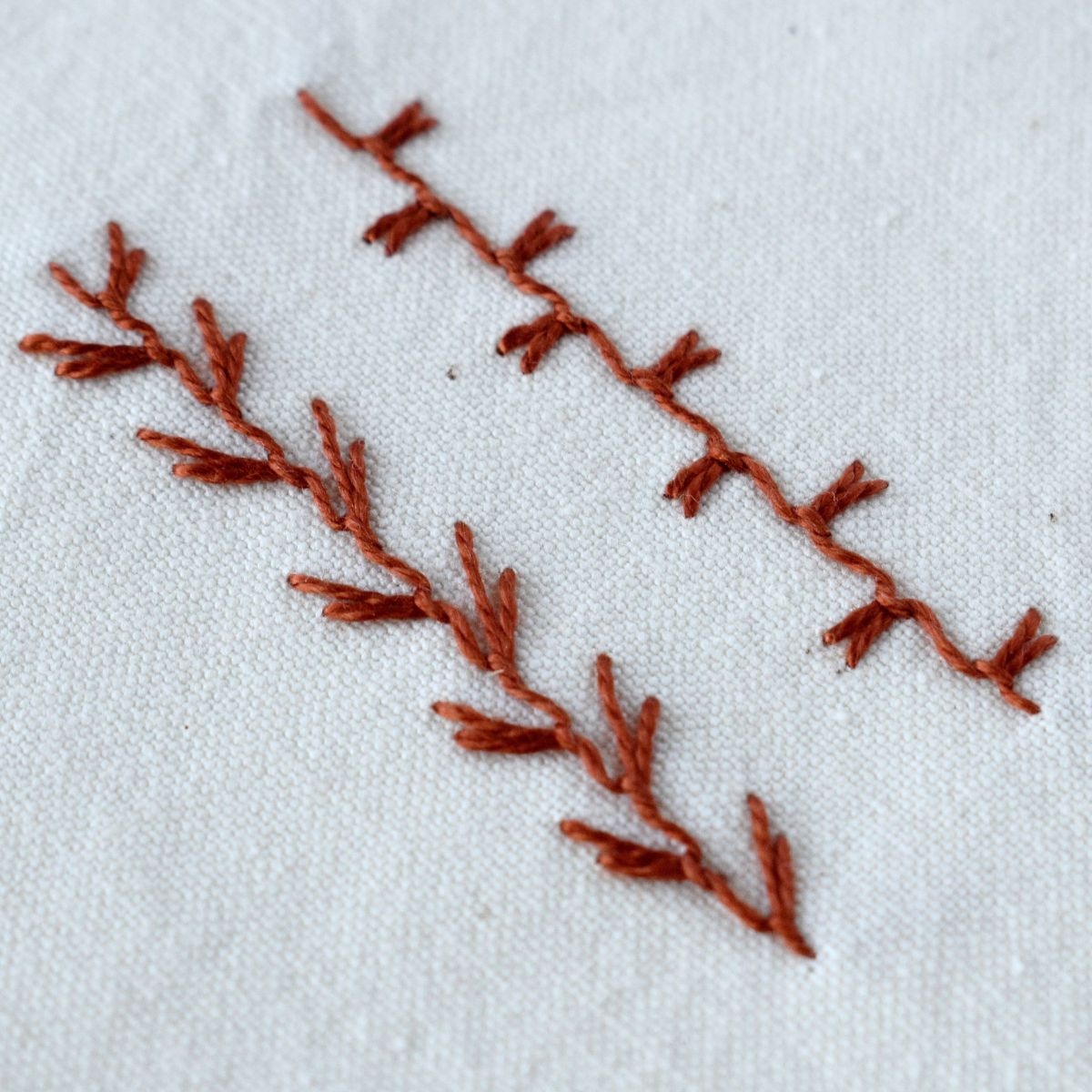 Up and Down Feathered Buttonhole Stitch hand embroidery with pearl cotton thread image