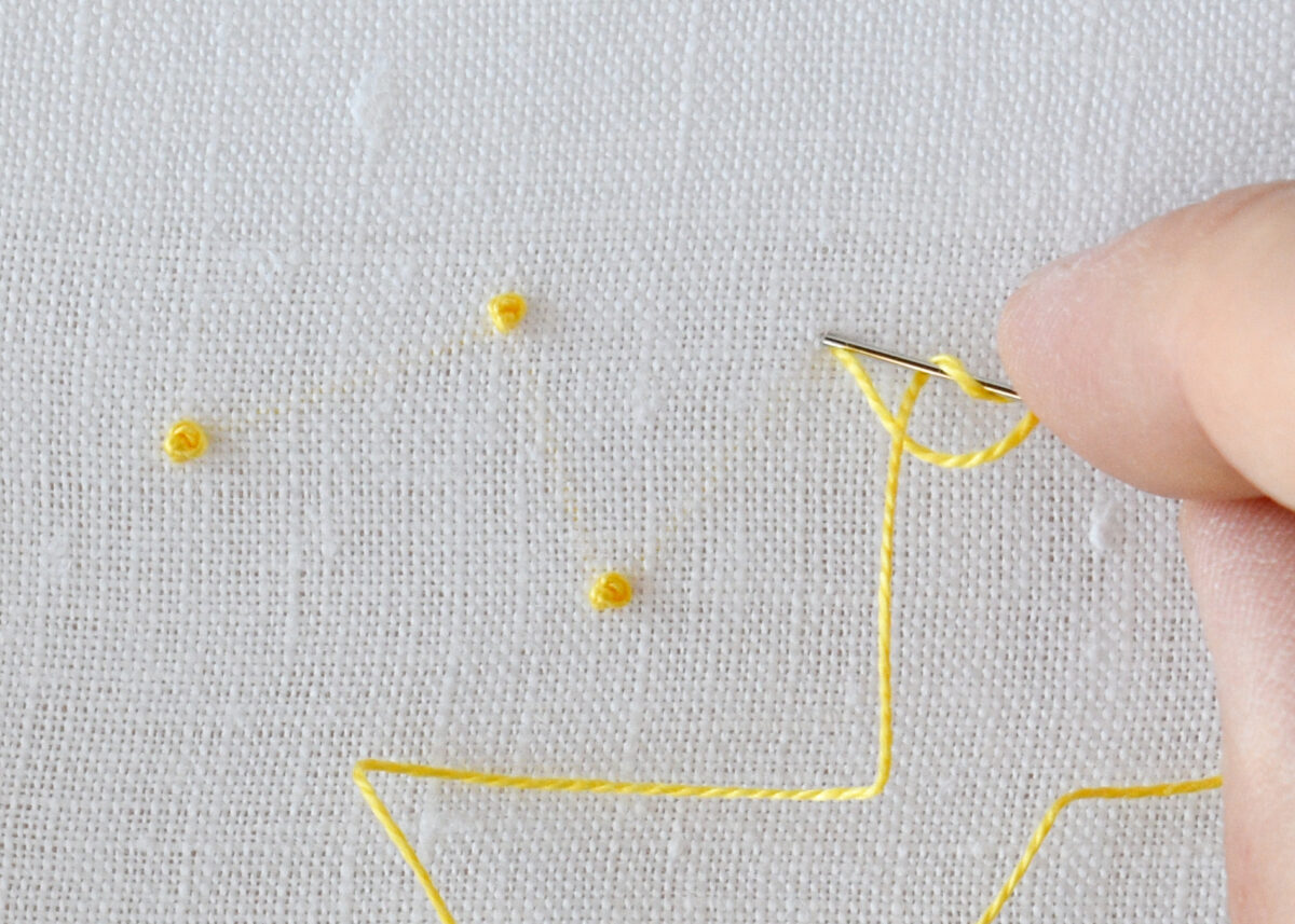 French knot step-by-step hand embroidery tutorial step 3 image